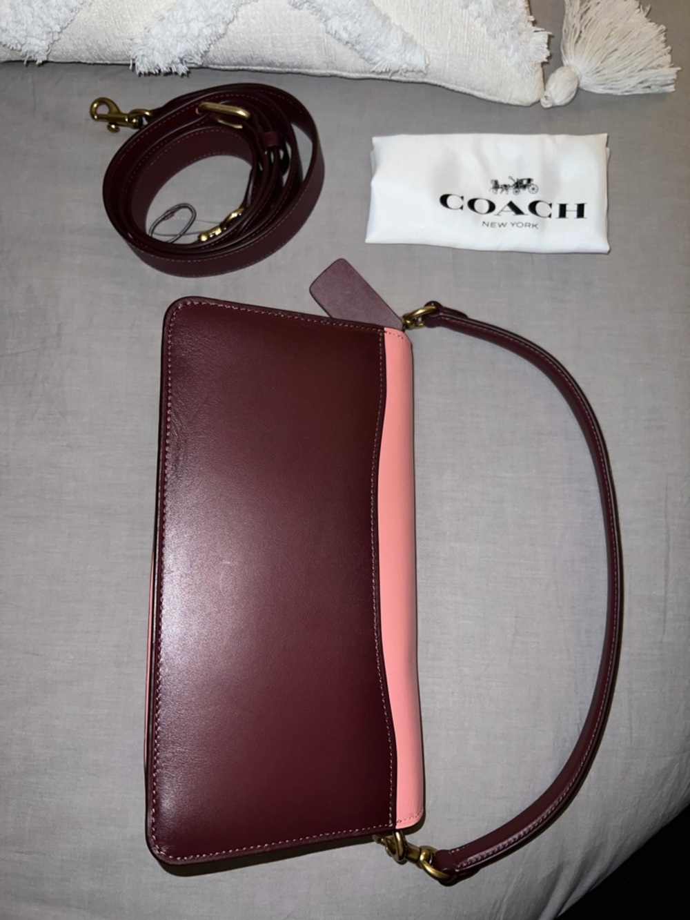 COACH Tabby Shoulder Bag in Pink & Brown with Signature Canvas - Picture 3 of 3